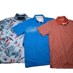 Lot Of 3 Walter Hagen 11 Golf Polos Performance Stretch Print Mens Size S